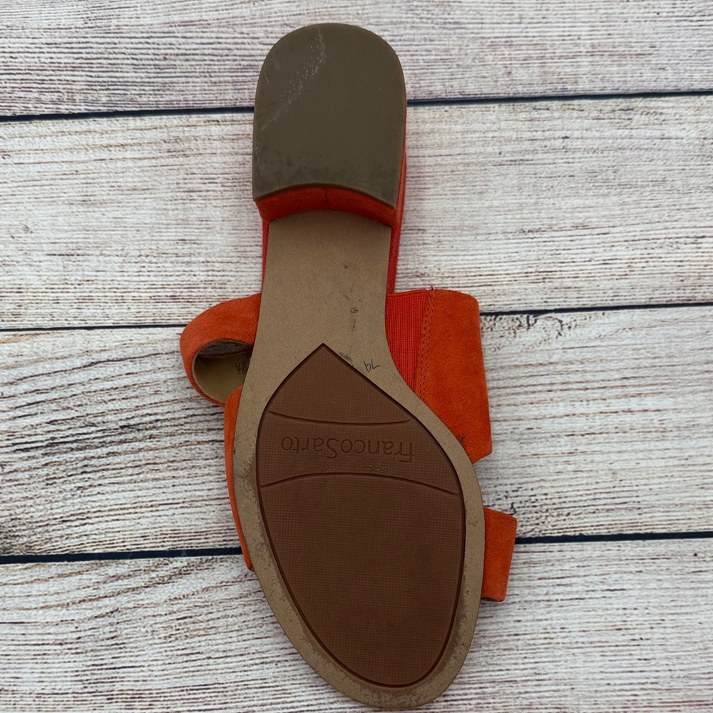 Franco Sarto Women's Orange Suede Mules - Picture 3 of 7